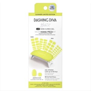 Dashing Diva Glaze LED‎ Semi-Cured Gel Salon Mani Pedi Kit Limone Color